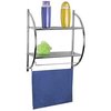 Home Basics 2 Tier Wall Mounting Chrome Plated Steel Bathroom Shelf with Towel Bar BS10105